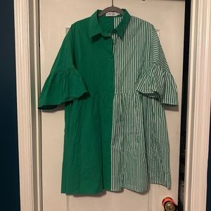 Green-Stripe Mini dress